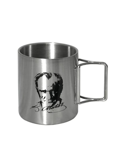 Orcamp Çelik Kupa Bardak Atatürk Silüetli Out-1800 Gri
