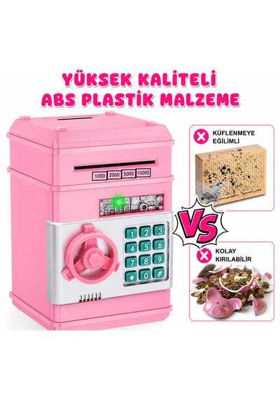 Çocuk Fotoğraf Makinesi + Şifreli Kumbara Seti Eğitici Oyuncak  Kamera Ve Para Kasası