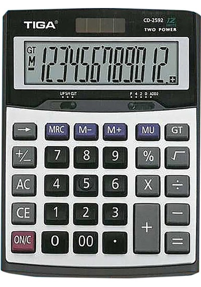 Tiga CD-2592 Büyük Boy Metal Yüzey 12 Hane Hesap Makinesi