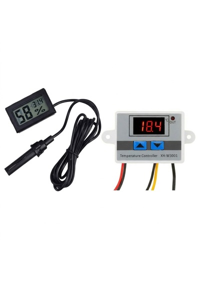 Kuluçka Makinesi İçin 2 Parça Set - W3001 Termostat 220v - Isı Nem Ölçer-