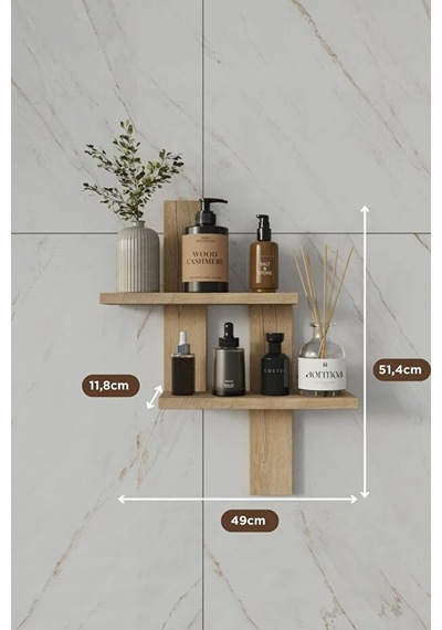 Lavanta %100 Mdf Duvar Rafı Lefkas Meşe