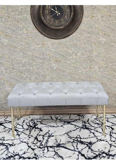 Gold Tel Ayaklı 90 Cm Puf Bench - Puf - Bench - Kasalı Oturak - O Çok Renkli