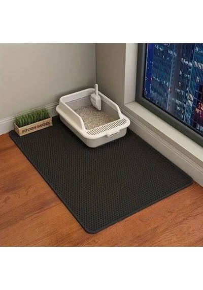 Cattie Altıgen Model Kum Toplayıcı Fonksiyonel Kedi Paspası Large Siyah 50x75 Cm