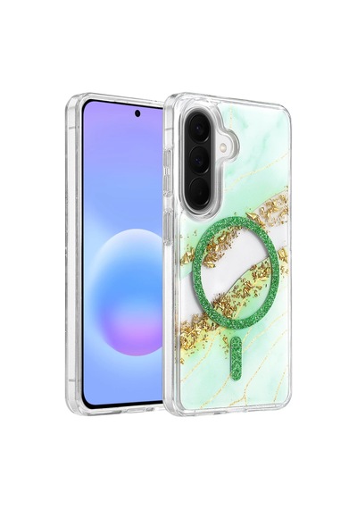 Onegif Samsung Uyumlu Galaxy A57 5g Lotus Simli Magsafe Kapak - Yeşil