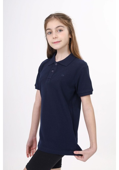 Toontoy Kids Toontoy Unisex Polo Yaka Düğmeli Uzun Kısa Tişört Lacivert