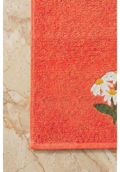 Büyük Papatya Nakışlı %100 Pamuklu 5'li Havlu Seti 50x90 Cm Çok Renkli