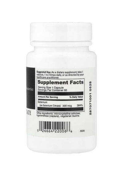 Davinci Laboratories, Selenium Citrate, 60 Capsules 200 Mcg Per Capsule