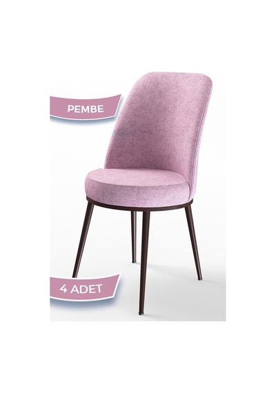 Canisa Concept Dexa Serisi Pembe Renk 4 Adet Sandalye, Renk Pembe, Ayaklar Kahverengi Pembe