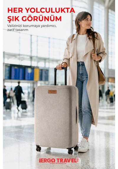 Viscofoam Valiz Bavul Koruma Kılıfı Kadife Kılıf - Gri | Ergo Travel