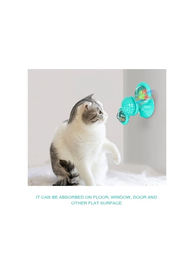 Teltree Eğlenceli Led Işıklı Dönen Kedi Oyuncağı - Kedi Naneli, Emici Tabanlı, Çiğneme Ve Egzersiz İçin