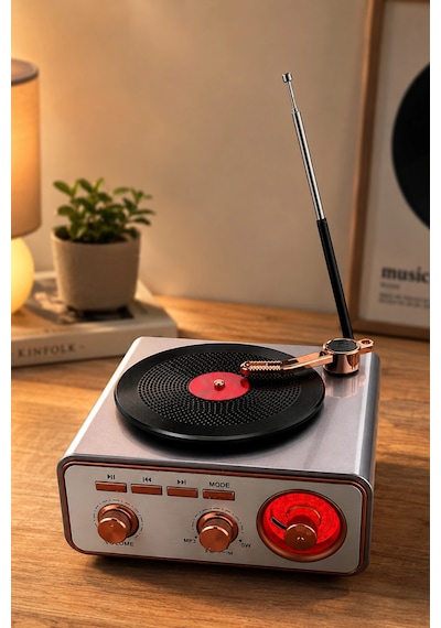 Meier Md-1217bt Gri Nostaljik Görünümlü Bluetooth Hoparlör Ve 3 Bantlı Şarjlı Radyo