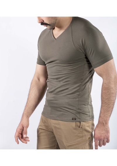 Taktik Outdoor Günlük Tişört Erkek Kısa Kollu Pamuklu Elastan Esnek Ter Emer Tthın03 Haki