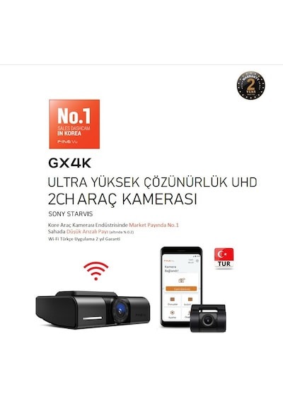 Fınevu Gx4k Ultra Hd 2ch Wi-fi Türkçe 2kameralı Araç Kamerası