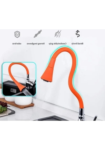 52 Cm Esnek Silikon Musluk Başlığı - Oynar Ve Kıvrılabilir Su Yönlendirici 0.2mm Kenar Kalınlığı