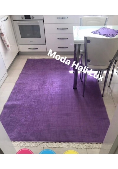 Mor Kaymaz Taban Makinede Yıkanabilir Halı (329626014)