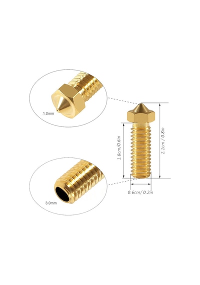 Koodmax 2 Adet 3d Yazıcı Extruder M6 Filament 3.0mm / 1.2mm Baskı Kafası Volkan Nozzle