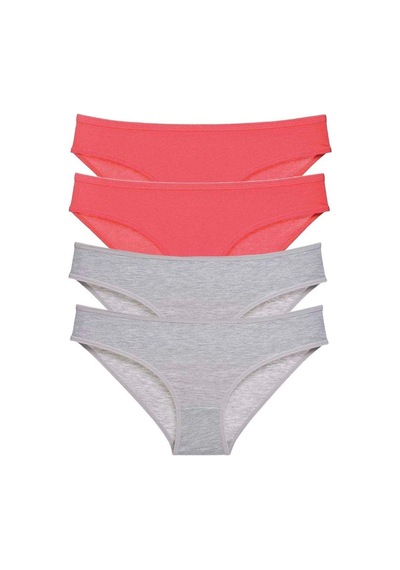 4 Adet Süper Eko Set Likralı Kadın Slip Külot Fuşya Gri Çok Renkli