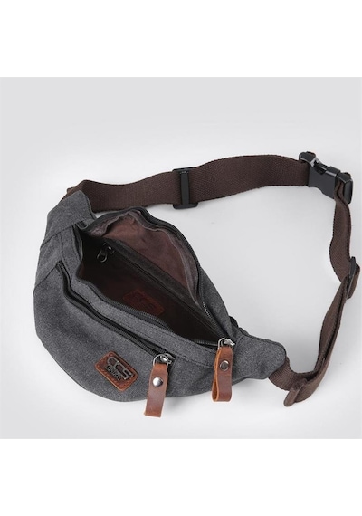 Ççs 31517 Sport Kanvas Bel Çantası Siyah Siyah