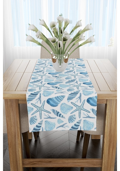 Mavi Beyaz Marin Çok Desenli Runner 40x140cm Mavi