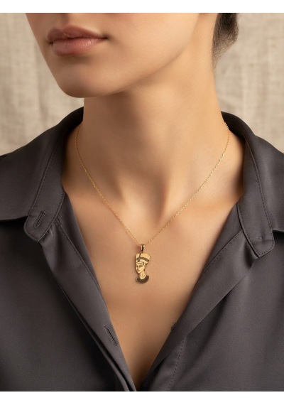 925 Ayar Gümüş Zarif Nefertiti Kraliçe Kolye.rose.gold.rodaj Renk Seçeneği