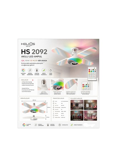 Akıllı Led Ampul, 36w, Blutooth Hoparlör, E27 Duy İle Bağlanır. Çok Renkli