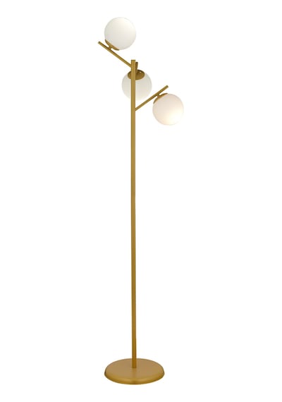 Renji 3Lü Gold Boyalı Beyaz Camlı Modern Tasarım Metal Lambader