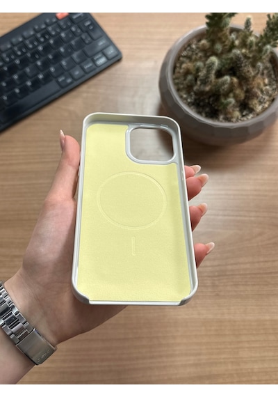 Apple Uyumlu iPhone 14 Pro Max Animasyonlu Stylus Silikon Kılıf Krem
