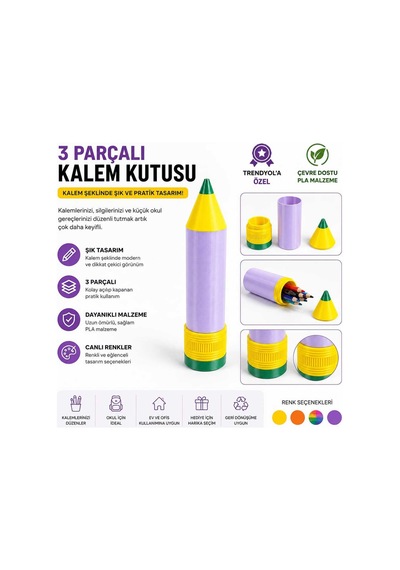 3d Renkli Kalemlik Mor - 932356755 Mor
