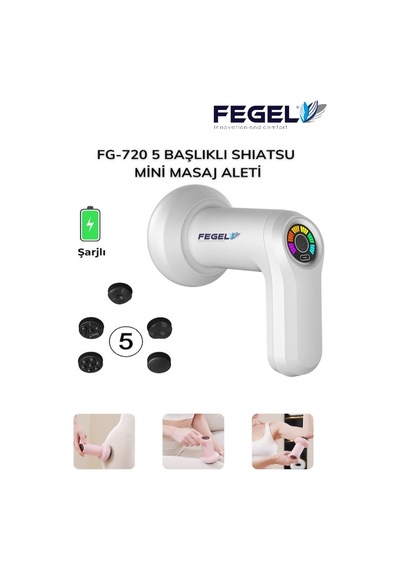FG-720 6 Kademeli Profesyonel Masaj Tabancası - Beyaz