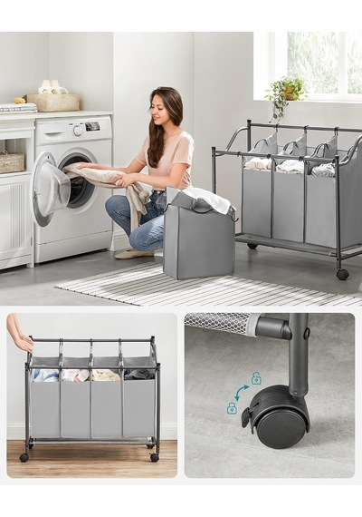 Tekerlekli Çamaşır Sepeti, 4 Çıkarılabilir Kumaş Cepli Çamaşır Ayırıcı, Çamaşır Toplayıcı, Oyuncaklar İçin Saklama Yeri, Ahır, 4 X 35 Litre, Gri Lsf005gs Çok Renkli Tekerlekli Çamaşır Sepeti, 4 Çıkarılabilir Kumaş Cepli Çamaşır Ayırıcı, Çamaşır Toplayıcı, Oyuncaklar İçin Saklama Yeri, Ahır, 4 X 35 Litre, Gri Lsf005gs Çok Renkli