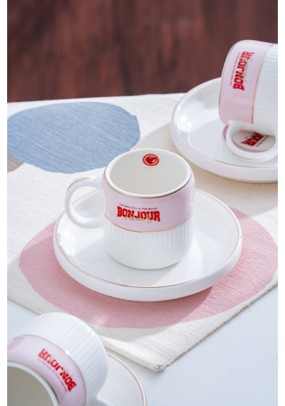 Acar Adonis Pink 6 Kişilik Kahve Fincan Takımı - 100 Ml Renkli