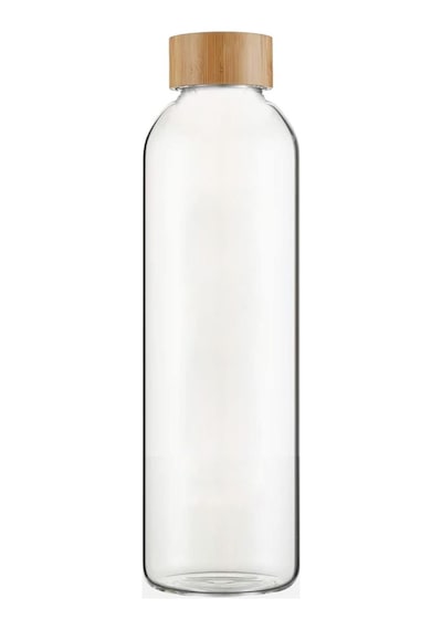 The Mia Bambu Kapaklı Borosilikat Cam Su Şişesi 1000 Ml