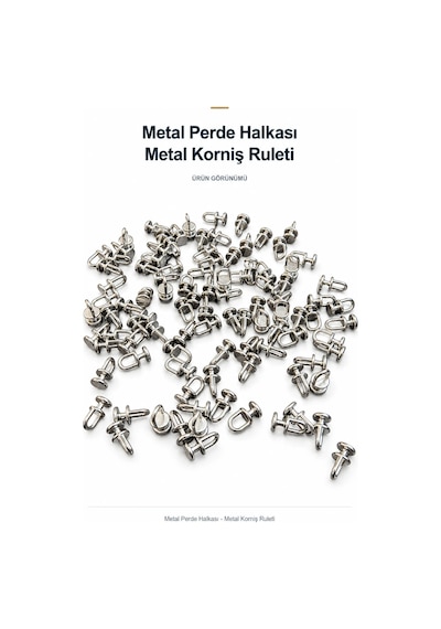 25 Adet - Metal Perde Halkası - Metal Korniş Ruleti Gümüş