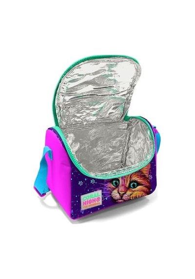 Kız Çocuk Pembe Mor Kediler Okul Beslenme Çantası - Thermo Yalıtımlı .