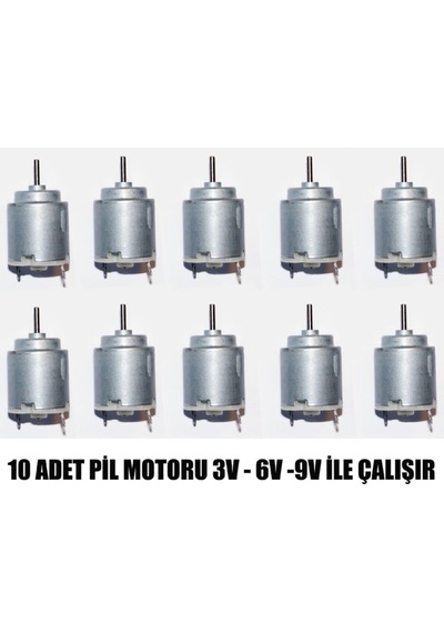Deney Motoru 3,6,9 Volt 10'lu Set Deney Pıl Motoru Oyuncak Motoru