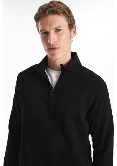 Lcwaıkıkı Classic Siyah Dik Yaka Uzun Kollu Erkek Kalın Sweatshirt