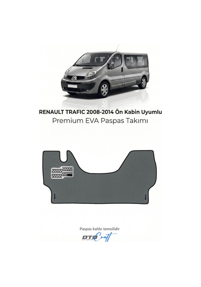 Otocraft Renault Trafic 2008-2014 Uyumlu Füme 3d Havuzlu Eva Ön Kabin Paspası Tek Parça Araca Özel