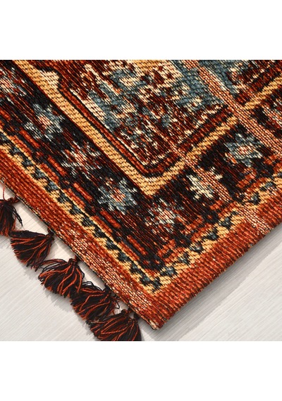 Narhan Kiremit Oturma Odası Salon Robot Süpürge Uyumlu Kolay Temizlenebilir Nostaljik Kilim Hali