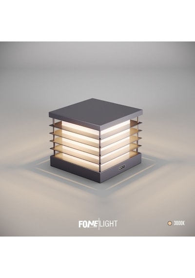 FoneLight Postila 30 cm LED Set Üstü Bahçe Aydınlatma Armatürü Antrasit Alüminyum IP65 Bahçe Duvar Aydınlatması