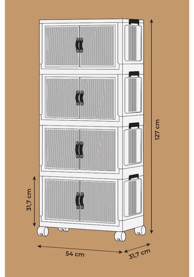 Evle Katlanabilir Modüler Dolap 4 Lü 54 Cm X 31,7 Cm X 127 Cm Mavi