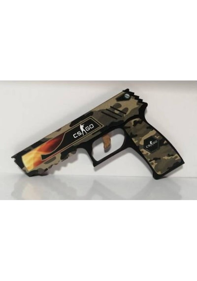 Ahşap Cs-go Kamuflaj Lastik Atan Oyuncak