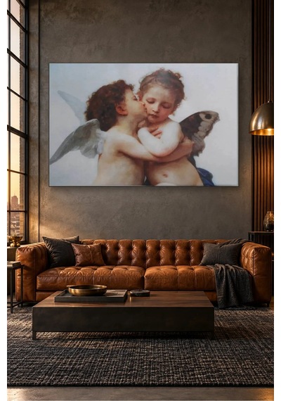 Fida Bouguereau Meleklerin İlk Öpücüğü Canvas Tablo Çok Renkli