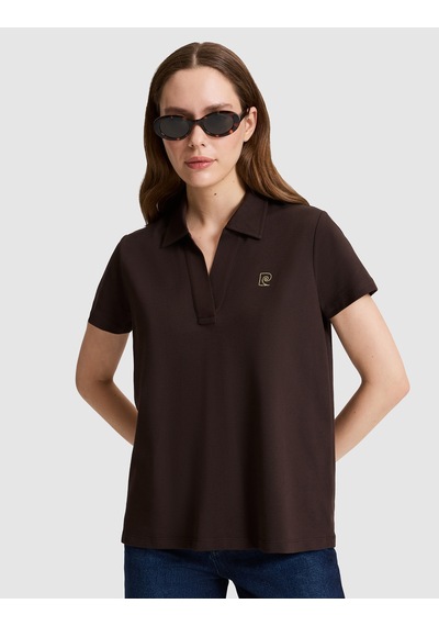 Pierre Cardin Kadın Kahverengi Tişört Basic 50325465-vr029