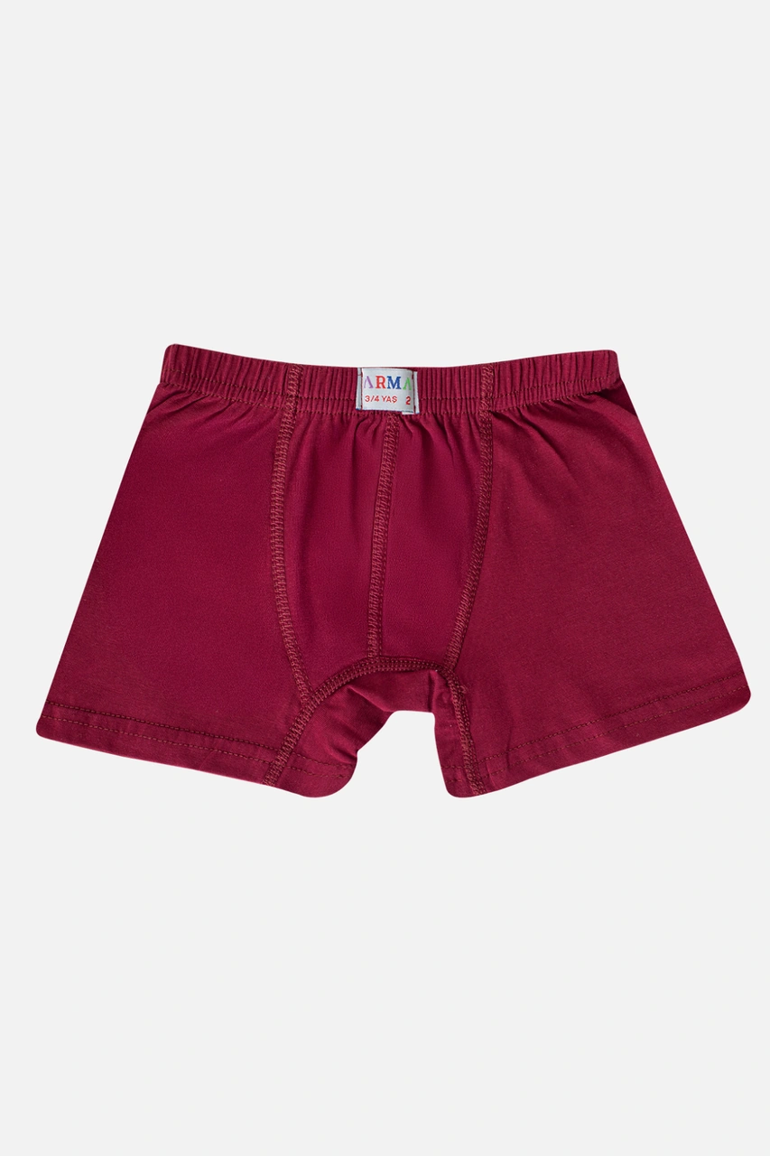 Arma Yıldız Erkek Çocuk Düz Pamuklu Likralı Bordo Boxer 6'lı Paket Bordo