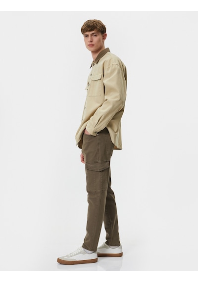 Koton Yıkamalı Pantolon Kargo Cepli Dikiş Detaylı Slim Fit Düğmeli Kahverengi 4wam40139hw Koton Yıkamalı Pantolon Kargo Cepli Dikiş Detaylı Slim Fit Düğmeli Kahverengi 4wam40139hw