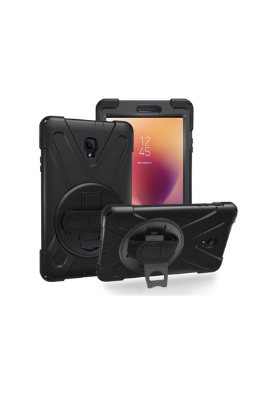 Samsung Galaxy Uyumlu Tab A 8.0 2017 T385 t380 Defender Standlı Zırhlı Silikon Tablet Kılıfı Siyah