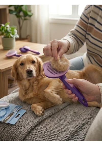 Otomatik Temizlenen Tuşlu Evcil Hayvan Tarağı - Kedi Ve Köpek Tüy Toplayıcı Fırça
