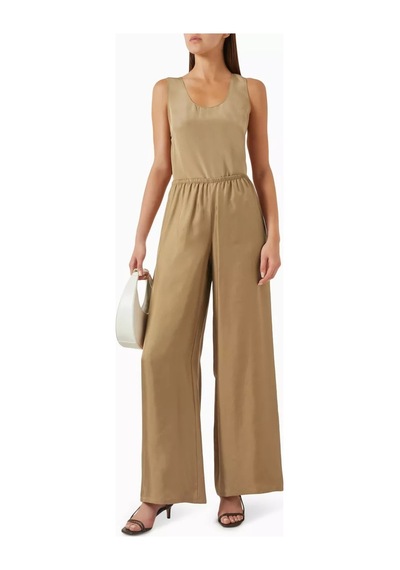 12storeez Light Brown Ipek Pantolon, Elastik Belli Rahat Mulberry Ipek Kesim Açık Kahverengi