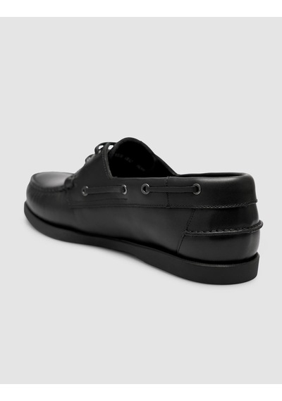 Cabani Peravia Parlak Siyah Hakiki Deri Bağcıklı Loafer Ayakkabı