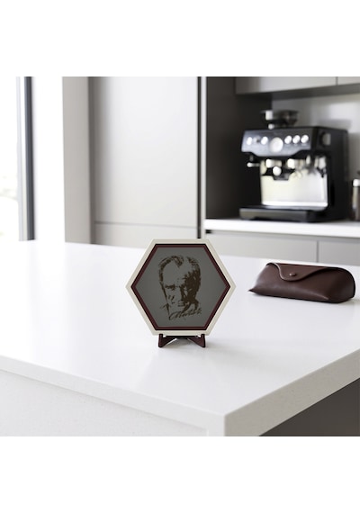 Minimalist Atatürk Tasarımlı Dekoratif Süs, Şık Ve Özgün Bir Hediye Seçeneği 10x10 Cm, Kül Gri